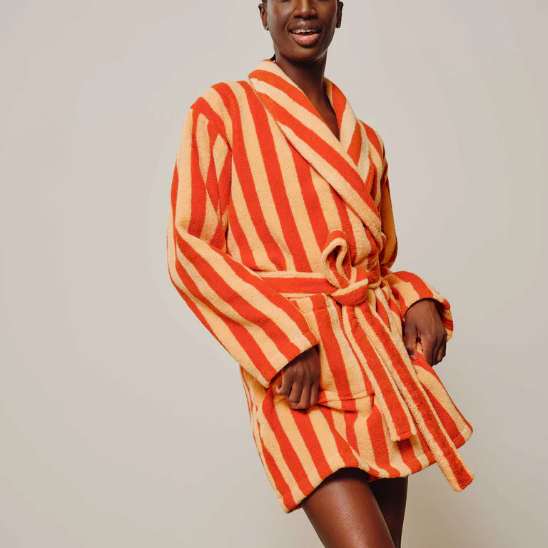 VORLOOM Super-Plush Shorty Robe Orange stripes